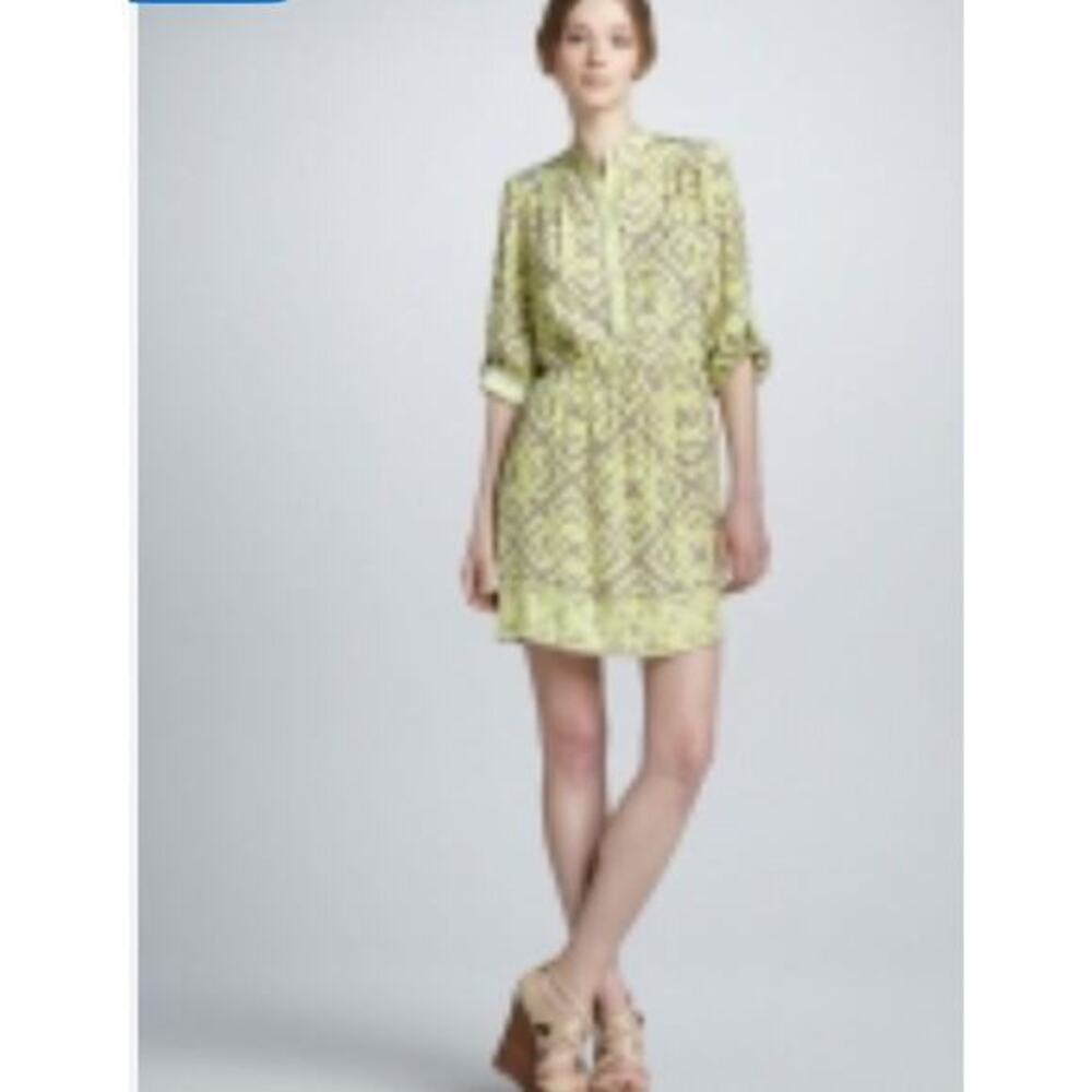 Alice & Trixie Silk Neon Green Dress S Sundress Geometric